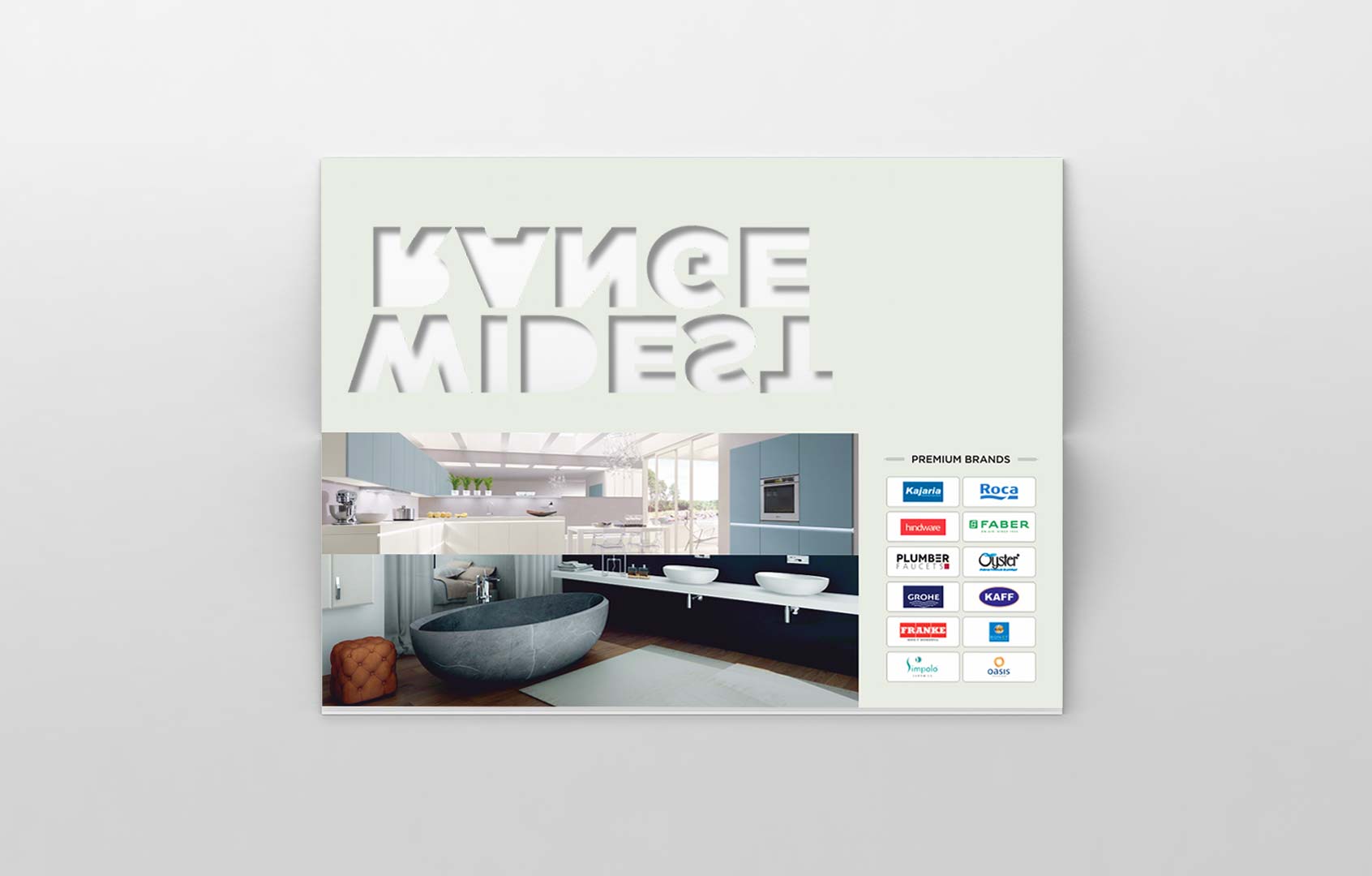 Dia cut on the cover of the brochure for Siddhi Bathroom & Kitchen- inside cover (zoom)